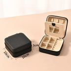 1pc Single Layer Square Storage Box Ladies Travel Leather Jewelry Box Classic Various Colors Storage Box with Mirror