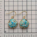 Turquoise Blue Marbled Stone Copper Drop Earrings