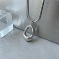 Stainless Steel Snake Chain Necklace with Oval Pendant