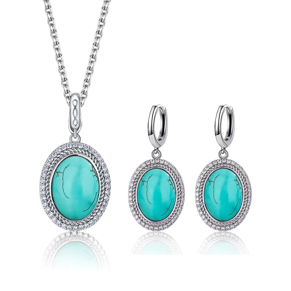925 Sterling Silver Natural Moonstone Pendant & Earrings Set - Choose Your Stone