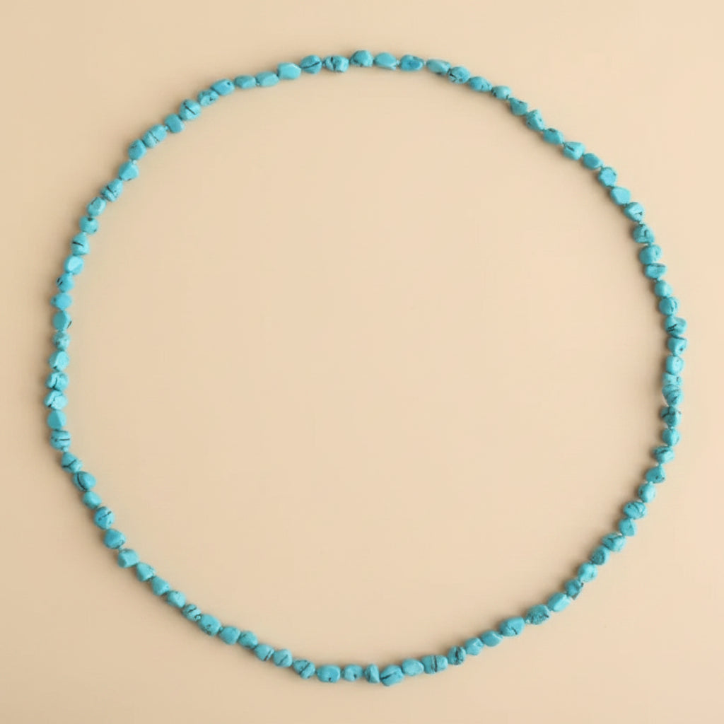 Boho Long Knotted Natural Turquoise Beads Necklace