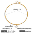 18K Gold PVD-Plated Stainless Steel Necklace – Geometric Zircon Pendant