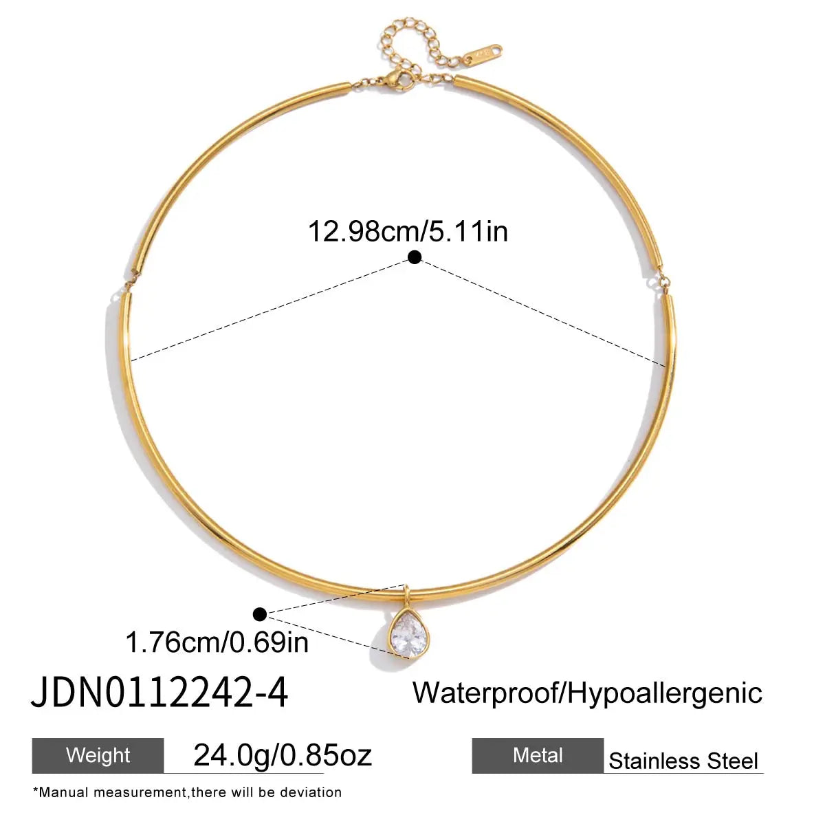 18K Gold PVD-Plated Stainless Steel Necklace – Geometric Zircon Pendant