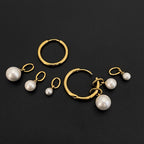 14K Gold-Plated Stainless-Steel Hoop Earrings with Faux Pearls