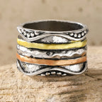 Multicolor Vintage Boho Ring – Unisex Textured Statement Band