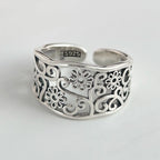 925 Sterling Silver Adjustable Flower Ring