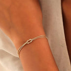 Unisex Stainless Steel Snake Chain Knot Bracelet - Handmade, Minimalist
