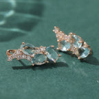 Clear Blue CZ KC Gold Plated Copper Earrings