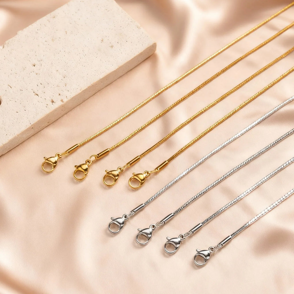 3 Layer Gold-Plated Stainless Steel Snake Chain Necklace – Multiple Lengths, 40–120 cm