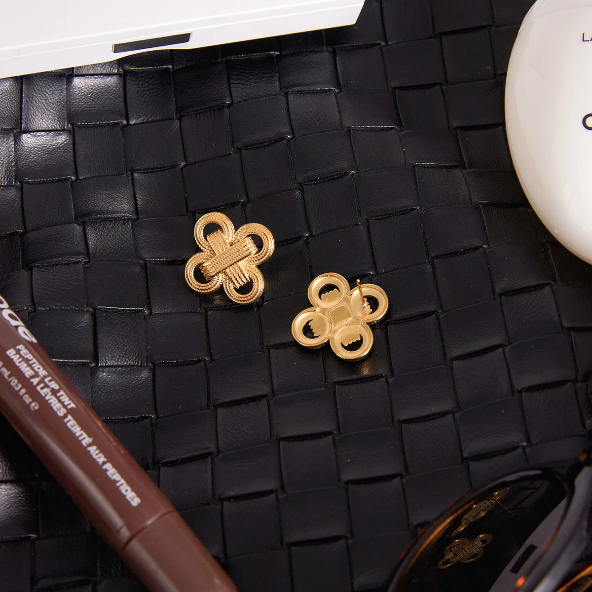 18K Gold Plated Stainless Steel Lucky Knot Stud Earrings