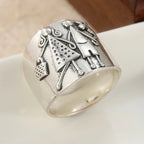 Vintage Silver-Plated Copper Ring – Sculpted Couple Holding Hands