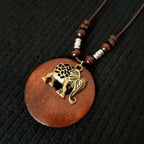 Selection of Retro Wooden Pendant Alloy Chain Necklace