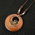 Selection of Retro Wooden Pendant Alloy Chain Necklace