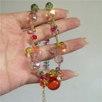 Resin Cherry Fruit Flower Bead Choker Necklace