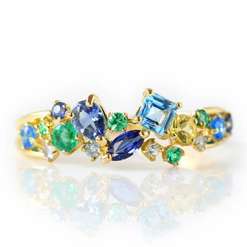 Nature Inspired Cubic Zirconia Brass Ring