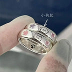 Cat & Dog Ring with Pink CZ Heart & Star - Buy a Set or Choose One, Made of Zink Alloy, Adjustable Size