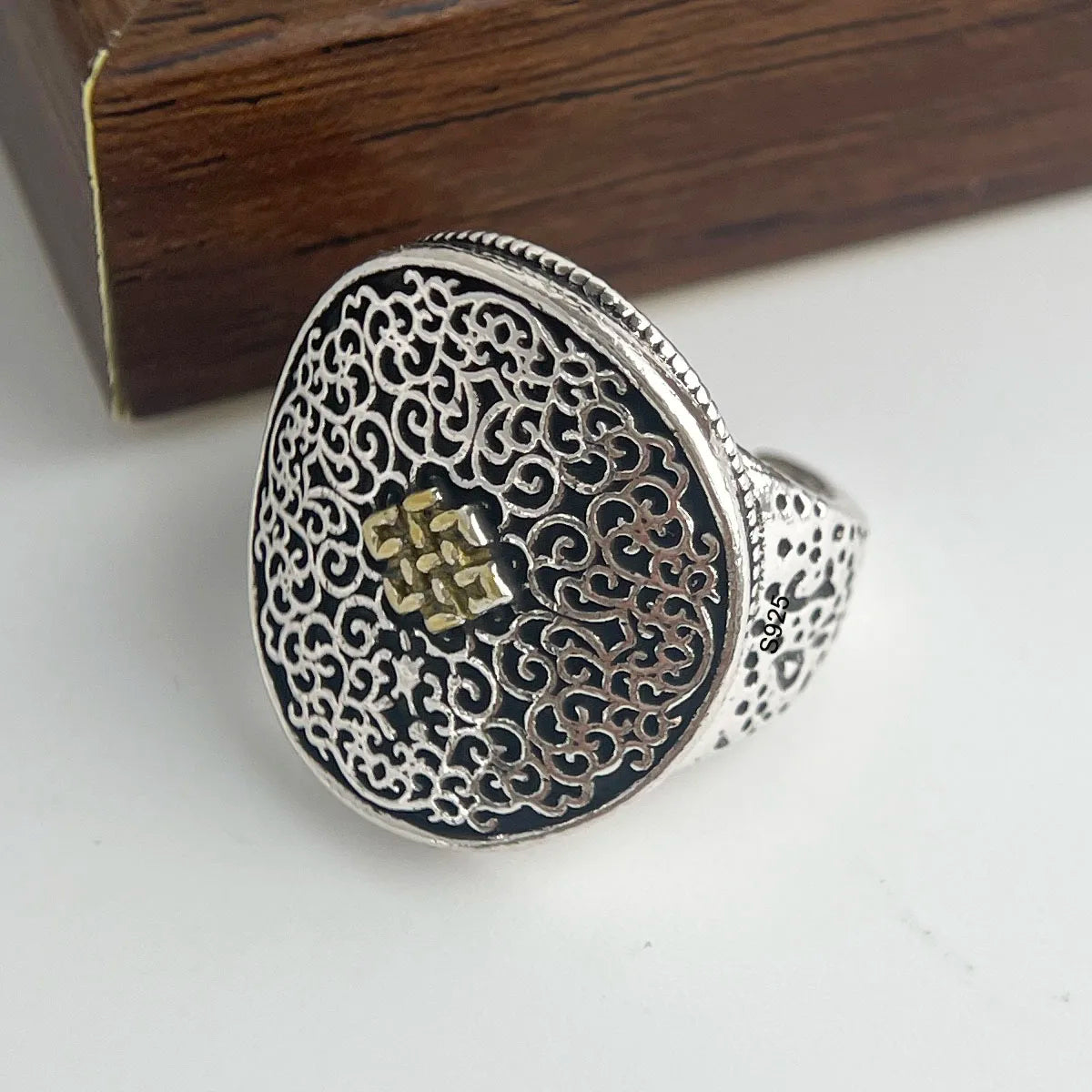 925 Sterling Silver Bold Adjustable Size Stamp Ring