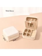 1pc Single Layer Square Storage Box Ladies Travel Leather Jewelry Box Classic Various Colors Storage Box with Mirror