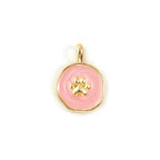18K Gold Plated Copper Circle Paw Print Charm Pendant - Small & Feminine