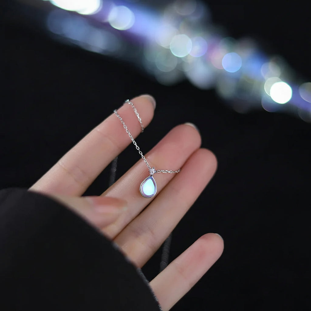925 Sterling Silver Moonstone Drop Pendant Necklace