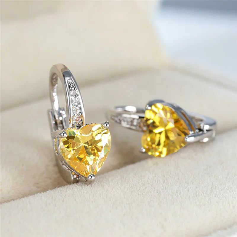 Cubic Zirconia Hoop Alloy Earrings - 11 Colors!