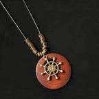 Selection of Retro Wooden Pendant Alloy Chain Necklace