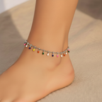 Colorful Bohemia Anklet in Gold-Plated Stainless-Steel