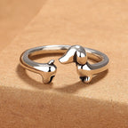 Silver Plated Copper Dachshund Sausage Dog Adjustable Ring