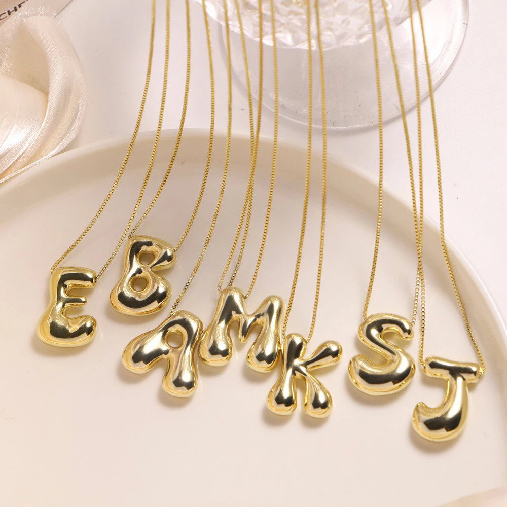 Chunky Bubble Letter Pendant Necklace – Bold, Playful Statement Jewelry