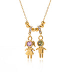 18k Gold Plated Matching Boy & Girl Couple Necklace with Sparkling Zircon Pendants