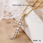 Collection of Bold Gold-Plated Cross Pendant Necklaces