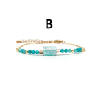 Boho Bracelet with Natural Turquoise & Amazonite Beads & Gold-Plated Copper Chain