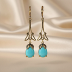Vintage-Inspired Gold-Plated Alloy Drop Earrings with Resin Stones