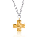 Hammered Cross Pendant Necklace – Unisex 18K Gold PVD-Plated Stainless Steel
