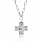 Hammered Cross Pendant Necklace – Unisex 18K Gold PVD-Plated Stainless Steel