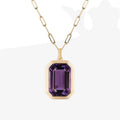 Paper Clip Chain Necklace with Square Rock Zircon Pendant