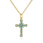 Collection of Bold Gold-Plated Cross Pendant Necklaces