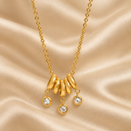 Modern 18K Gold Plated Three-Stone Rhinestone Necklace