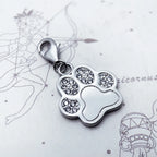 Cubic Zirconia 925 Sterling Silver Pendant with Cat Dog Paw Footprint
