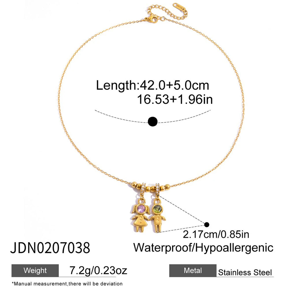 18k Gold Plated Matching Boy & Girl Couple Necklace with Sparkling Zircon Pendants