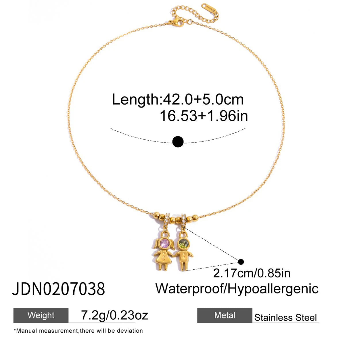 18k Gold Plated Matching Boy & Girl Couple Necklace with Sparkling Zircon Pendants