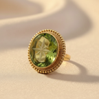 Vintage Inspired Green Zircon Statement Ring – Antique-Style Round Setting
