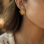 18K Gold Plated Stainless Steel Lucky Knot Stud Earrings