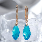 Rose Gold-Plated Copper Drop Earrings with Natural Zircon Stones