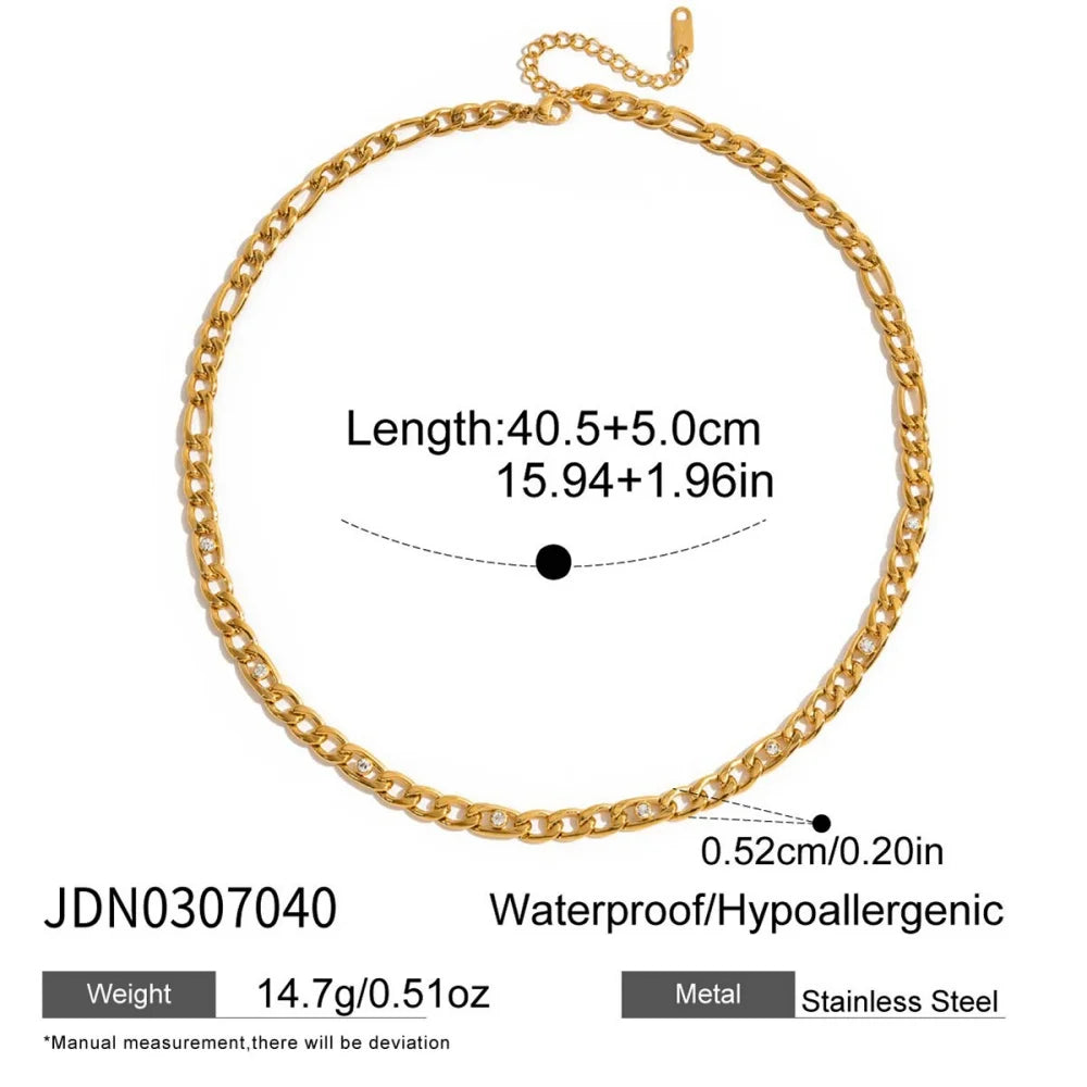 18K Gold-Plated Chain Link Necklaces with Cubic Zirconia – Multiple Styles
