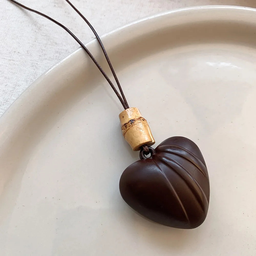 Selection of Retro Wooden Pendant Alloy Chain Necklace