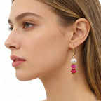 8 Colors! 18K Gold Plated Dangle Earrings with Freshwater Pearls & Crystals