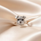 Adjustable Ring with Dog Head Face in Zinc Alloy with CZ Stones