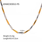 Youthway Fashionable Stainless Steel Natural Stone Cross Dangle Earrings 2023 Anti-allergy Gold Color Daily Jewelry Women