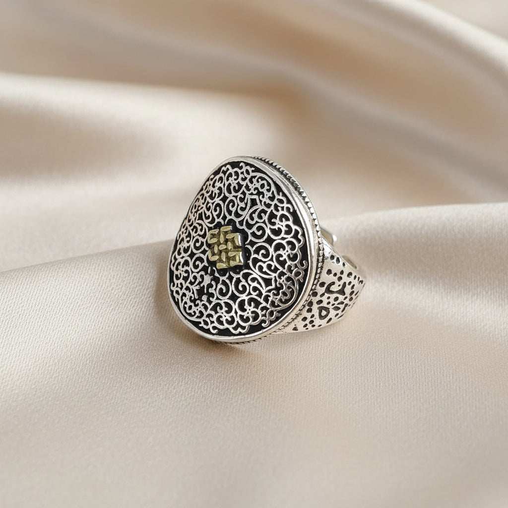 925 Sterling Silver Bold Adjustable Size Stamp Ring
